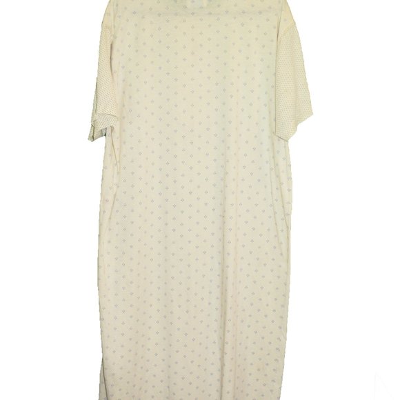 Women's Lingerie ALEPIN (Canada) Long Nightgown Yellow Blue Tulips Medium - Picture 3 of 4
